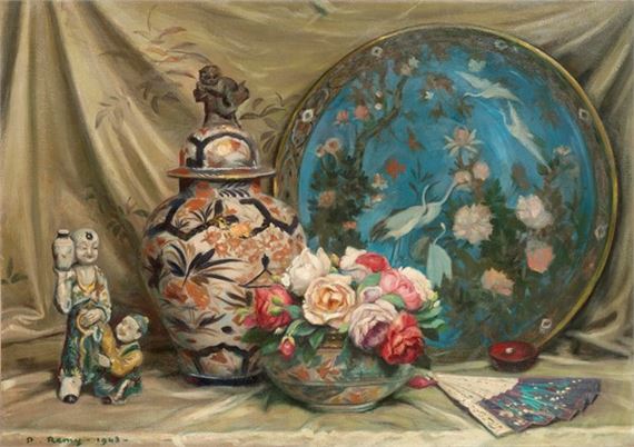 Paul Remy | NATURA MORTA CON CINESERIE E FIORI (1943) | MutualArt