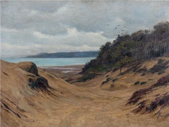 : BEACH SCENE by Edwin Nichol, dated 1887
