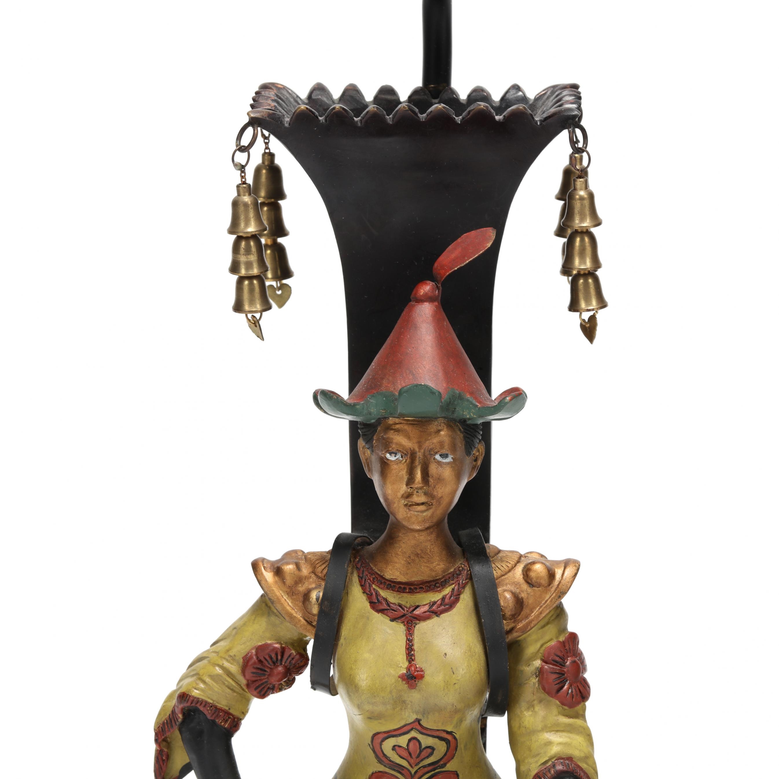 Artwork by Jane Reed, Pair of Painted Bronze Figural Table Lamps, Made of painted cast bronze