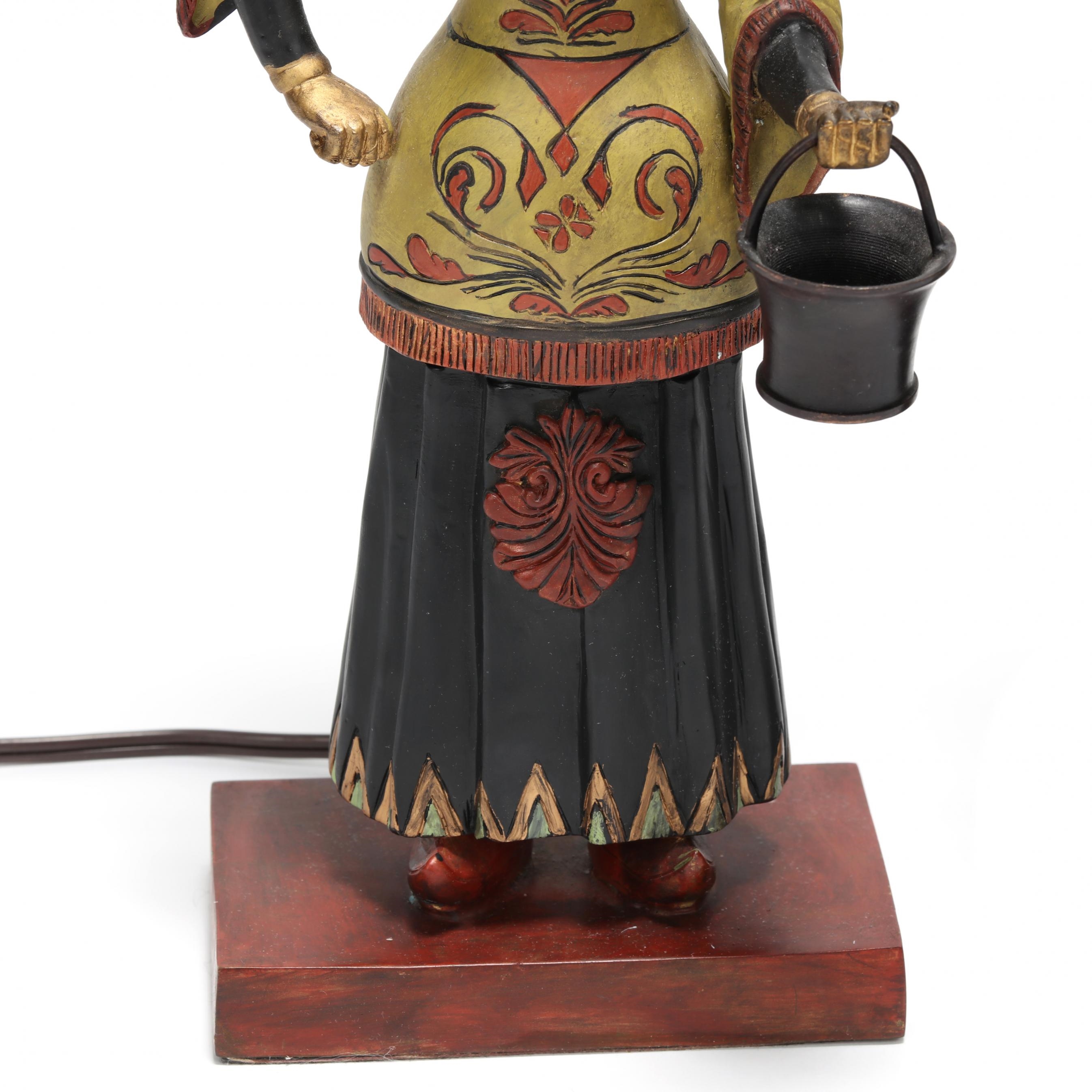 Artwork by Jane Reed, Pair of Painted Bronze Figural Table Lamps, Made of painted cast bronze