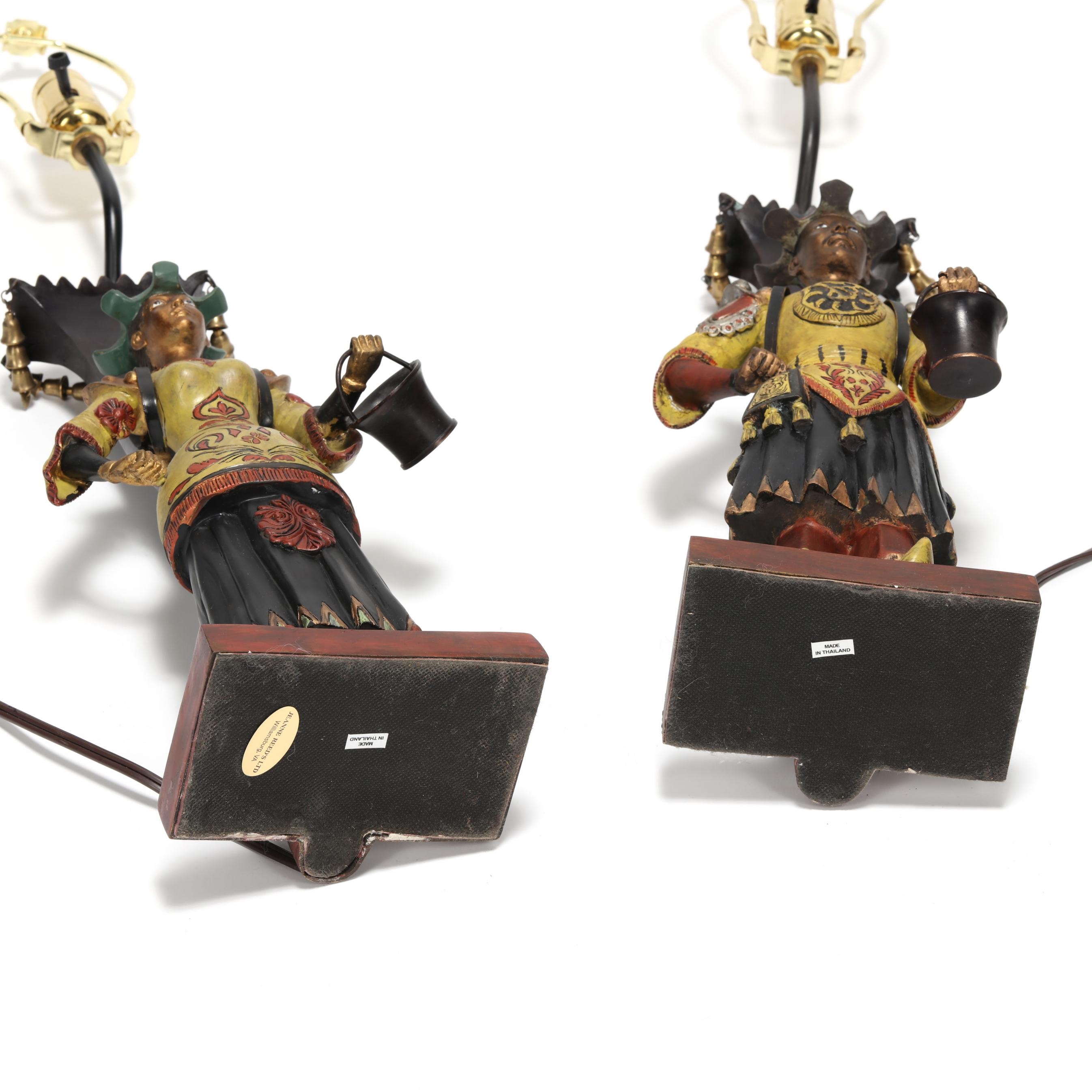 Artwork by Jane Reed, Pair of Painted Bronze Figural Table Lamps, Made of painted cast bronze