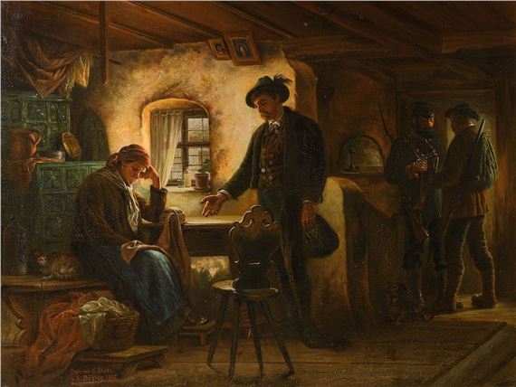 Rural interior, the sonleaves his mother - E. Böhler