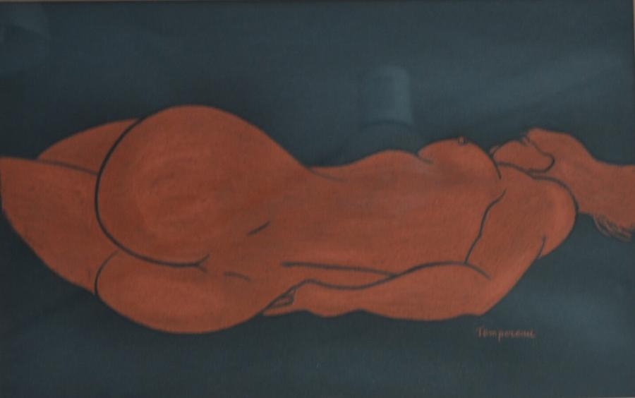 Artwork by Jacques Tempereau, Nu féminin étendu, Made of pastel