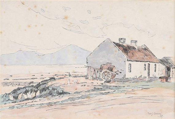 IRISH THATCHED COTTAGE by Theodore James Gracey