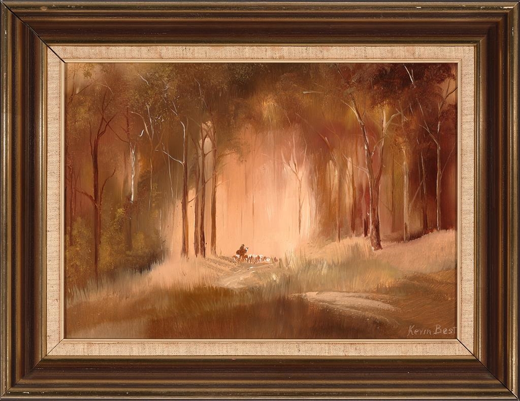 Artwork by Kevin John Best, Forest Muster, Made of oil on board