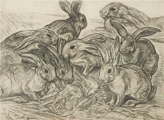 Rabbits by Nikolai Alexandrovich Tarkhoff, 1900s