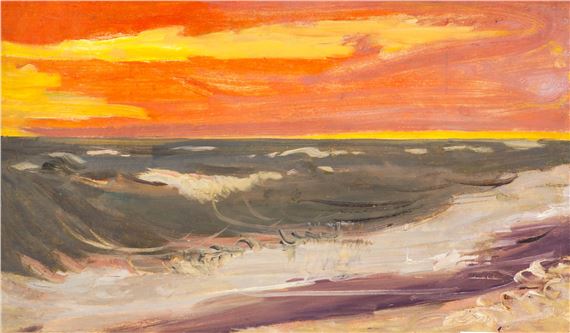 Pink sunset by Nikolai Mikhailovich Romadin, 1960s