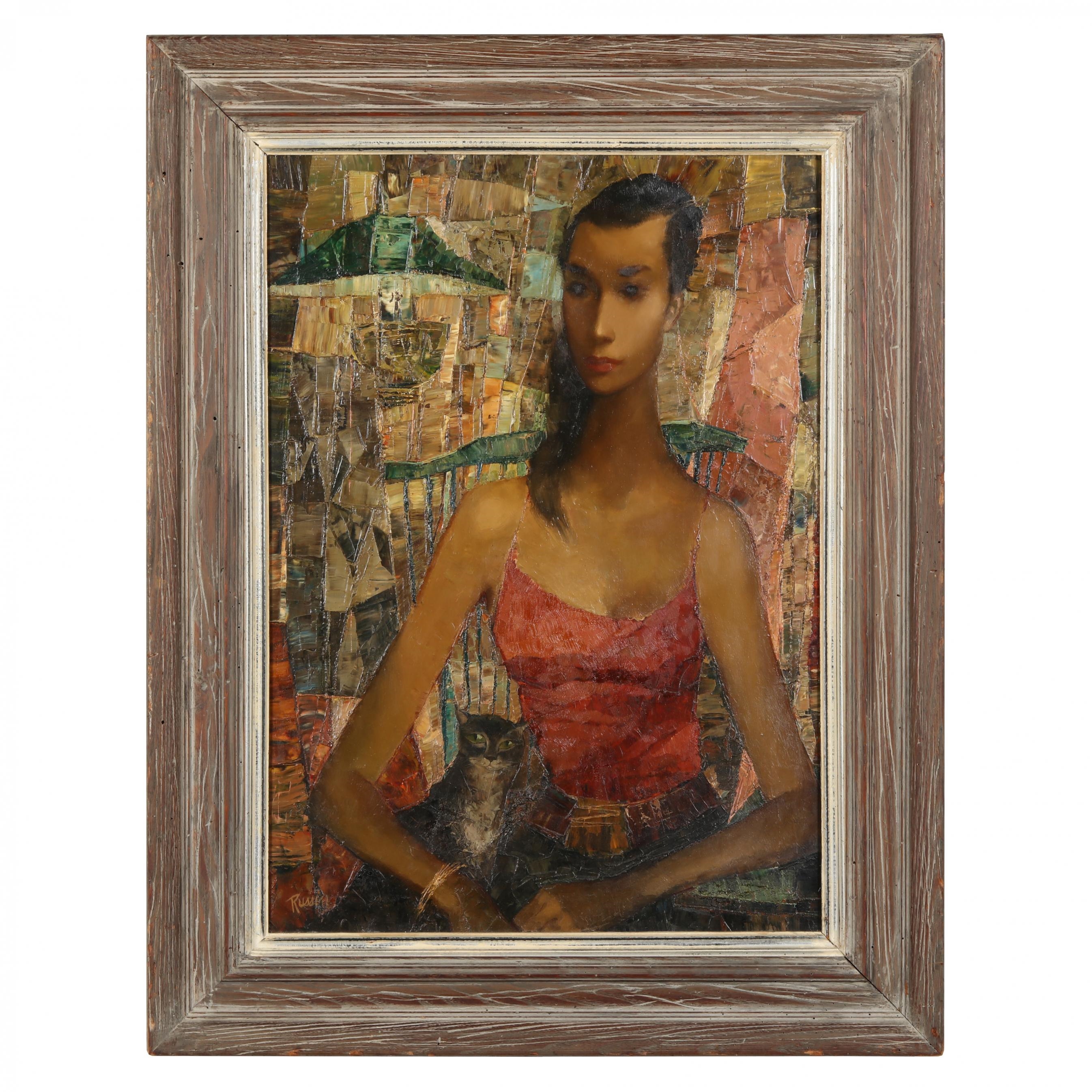 George Russin | Woman with Cat | MutualArt