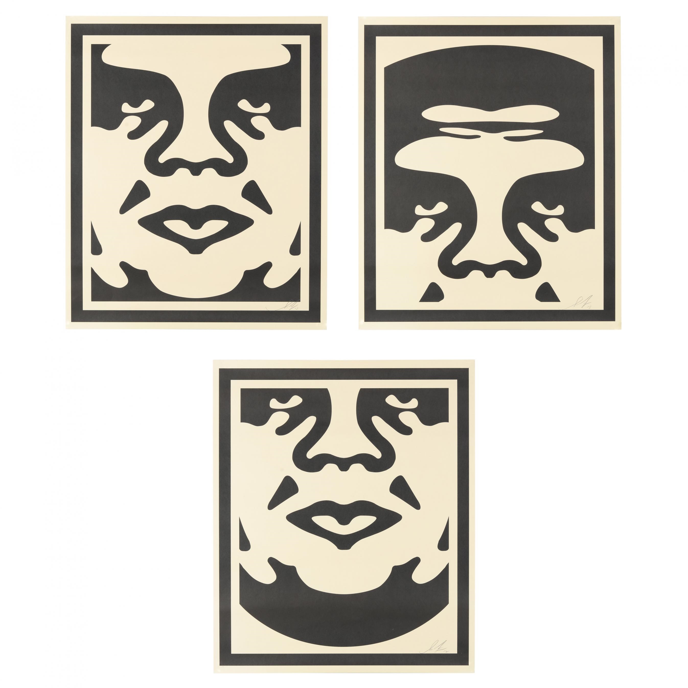 Artwork by Shepard Fairey, Obey Giant Triptych, Made of Screenprints