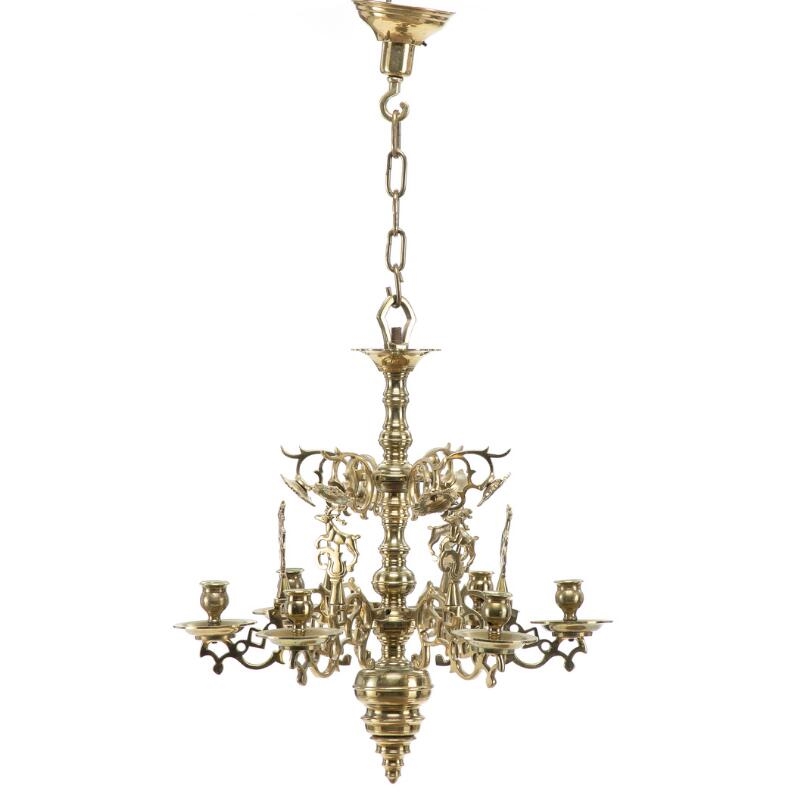 A Danish Baroque Style Six Light Brass, Are Brass Chandeliers Worth Anything