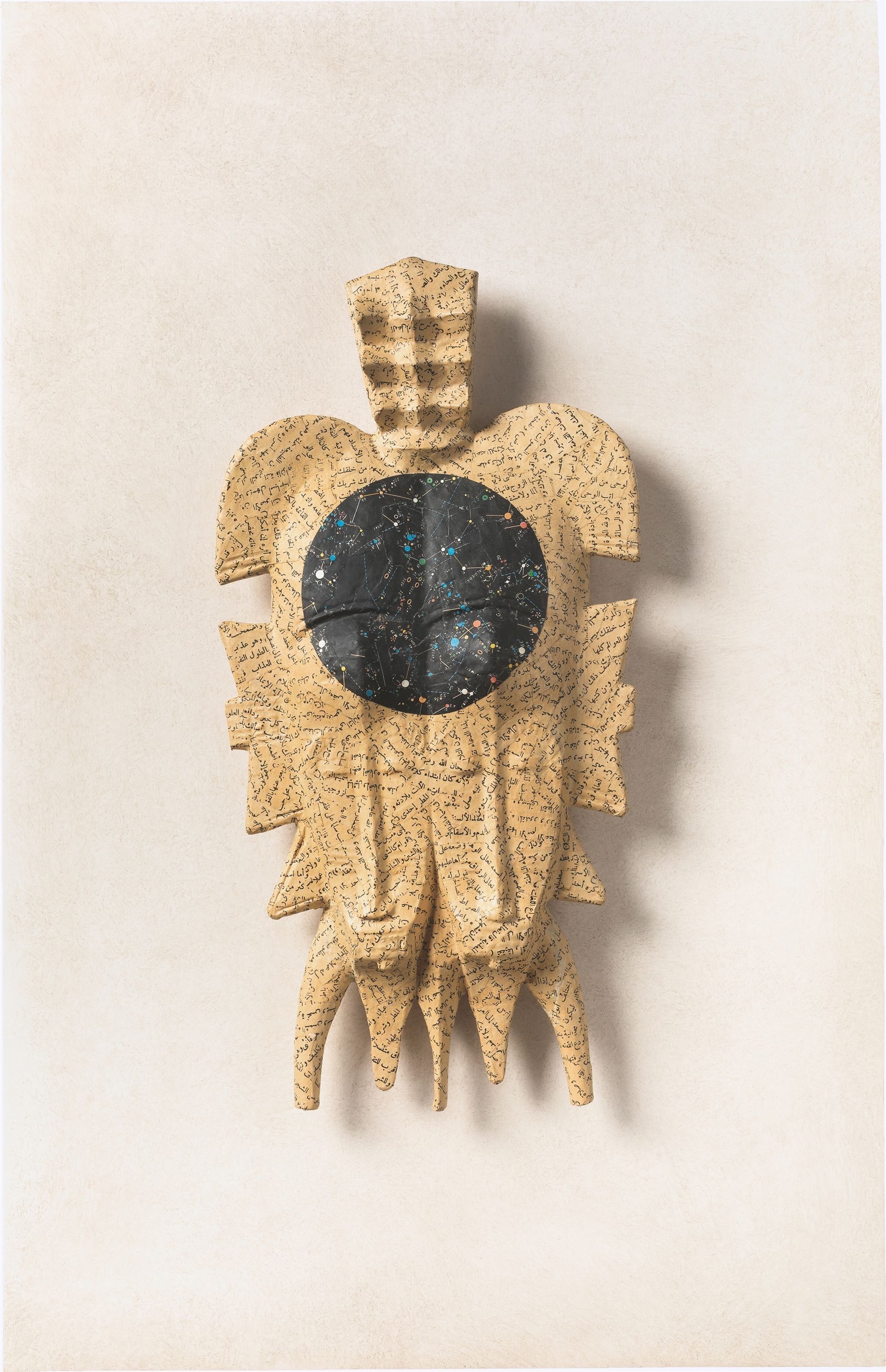 Artwork by Jiří Kolář, African mask., Made of Chiasmage and collage on African wooden mask