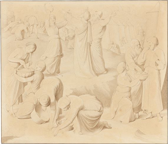 The Gathering of the Manna. by Johann Friedrich Overbeck, Circa 1860