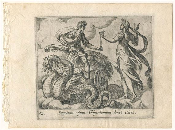 Cupid throws his arrow at Pluto; Sirens; Ceres gives his chariot to Triptolemus; Bartsch; Untitled