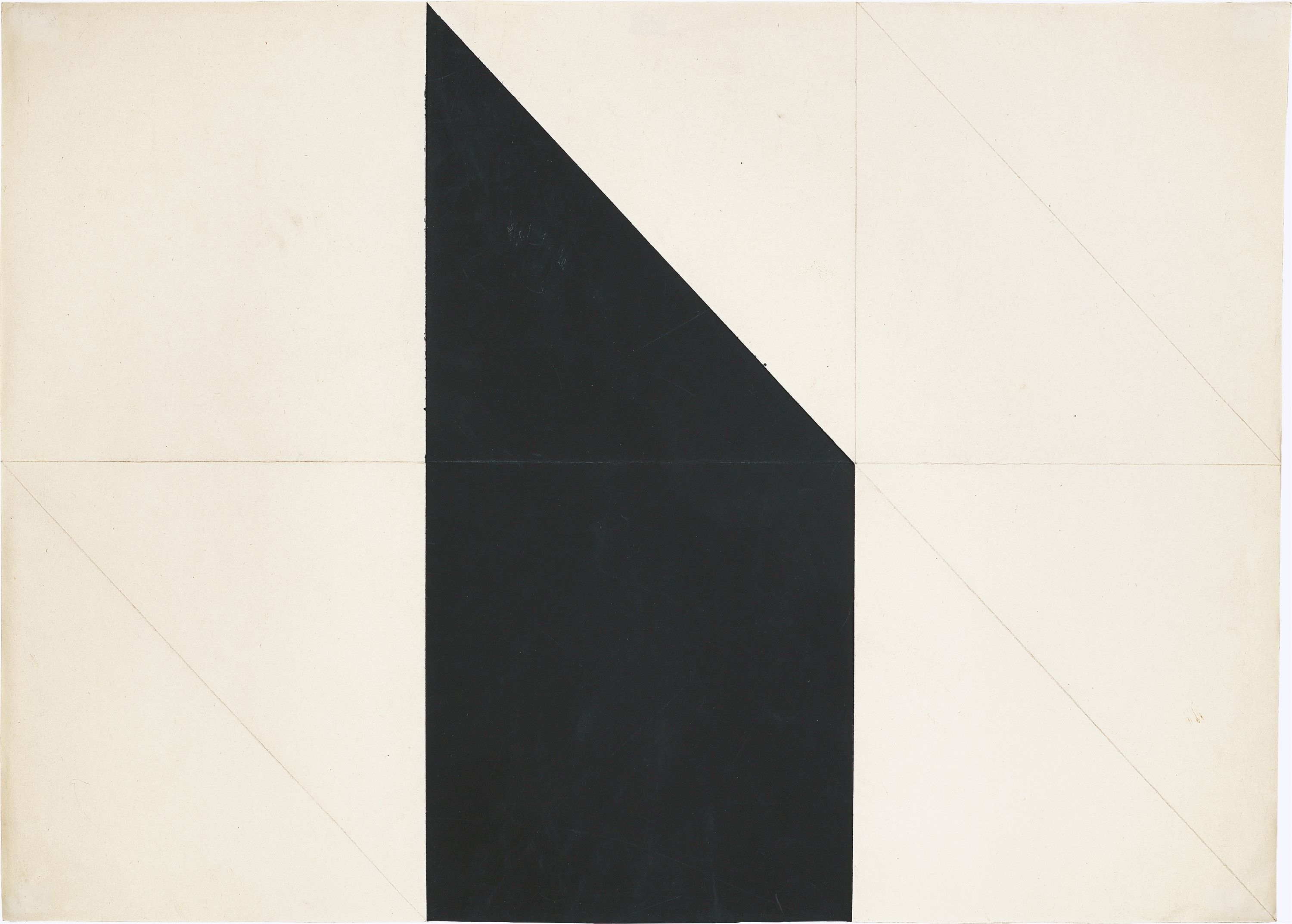 Artwork by Hermann Glöckner, Black wedge, upright., Made of Tempera and folding on paper