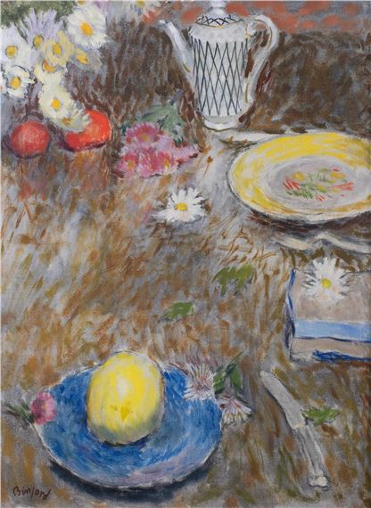 STILL LIFE, LEMON, ORANGE AND FLOWERS by Julien Binford