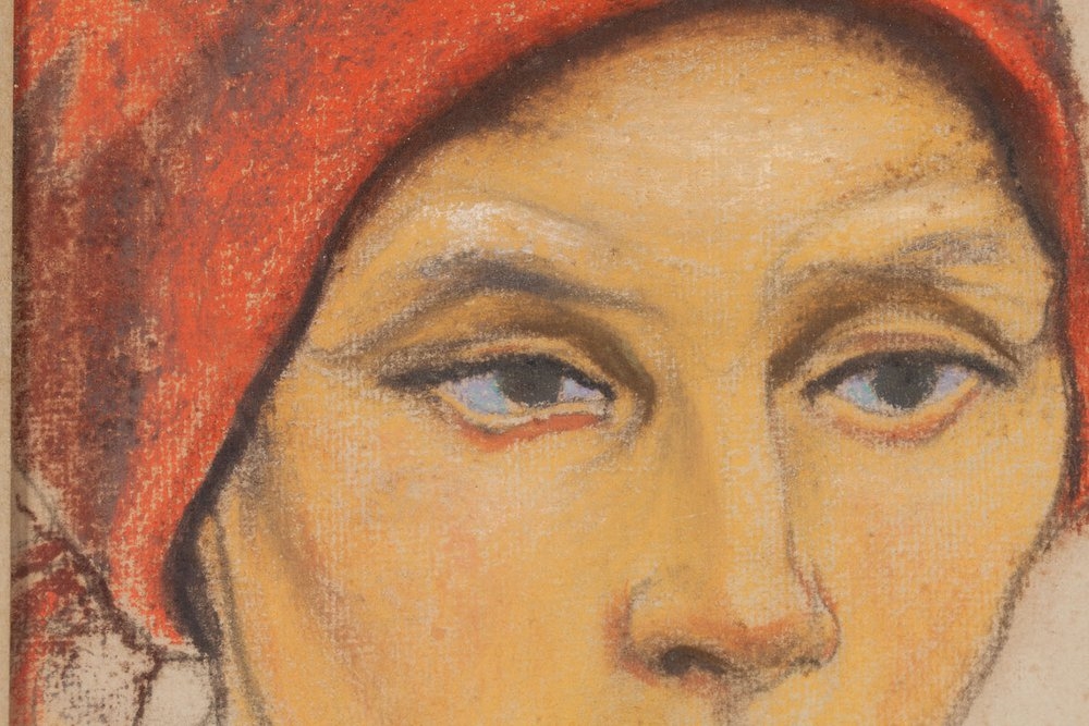 Artwork by Stanislaw Wyspianski, Portrait of a peasant woman, Made of pastel