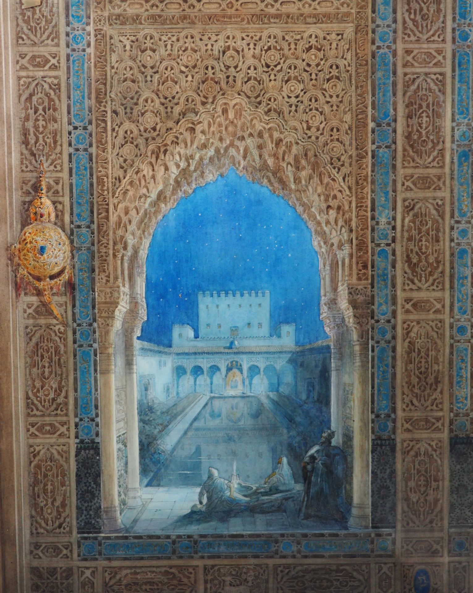 Artwork by Leon Courreges, Showing views of the Alhambra, Made of Watercolor
