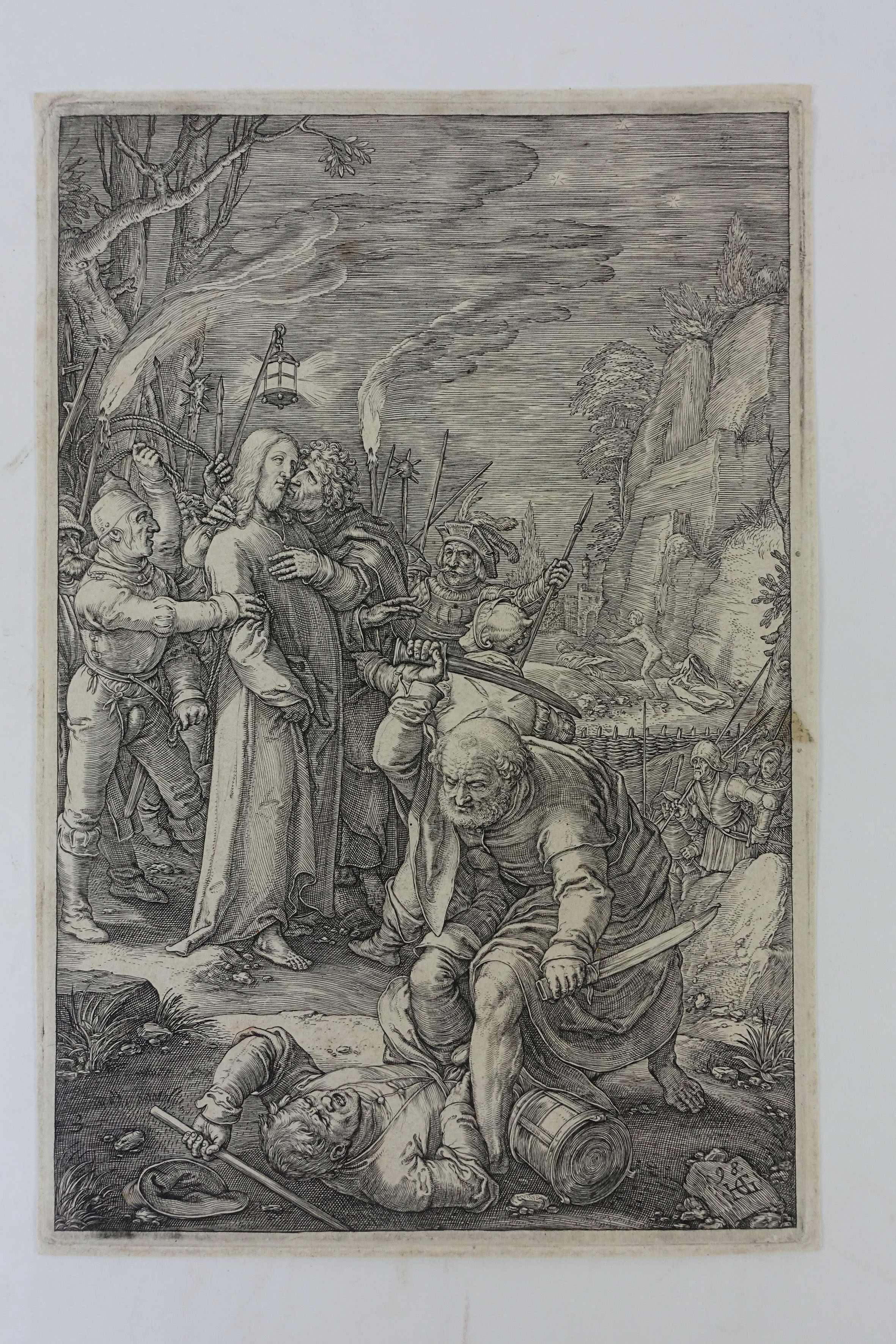 Artwork by Hendrick Goltzius, The Betrayal of Christ - The Passion, Made of Engraving