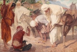 Artwork by Jules-Pierre van Biesbroeck, Chez le maréchal-ferrant (orientaliste), Made of Oil on panel