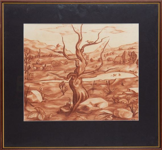 Bolesław Cybis | Landscape with a dry tree (1925) | MutualArt