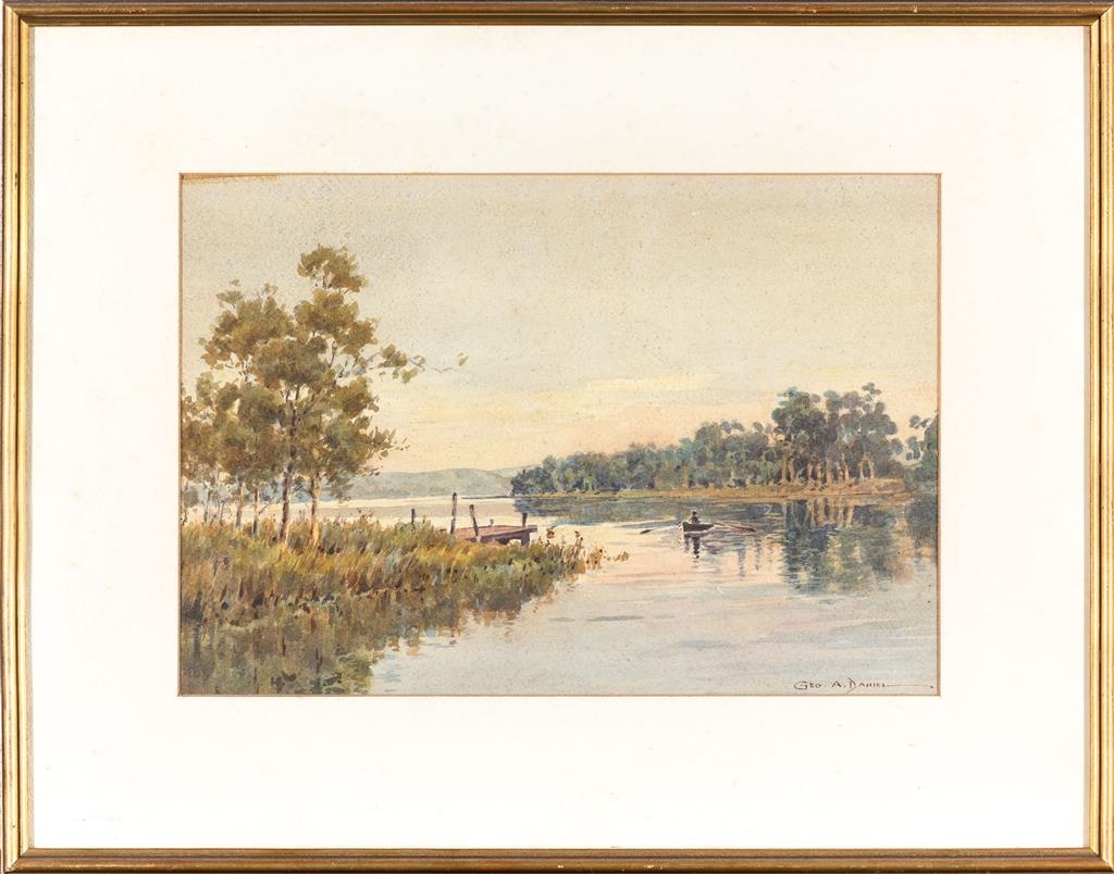 Artwork by George A. Daniel, Untitled River Scene, Made of watercolour