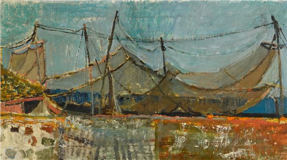 Drying Salmon Nets by Joan Kathleen Hardy Eardley, Executed in 1951