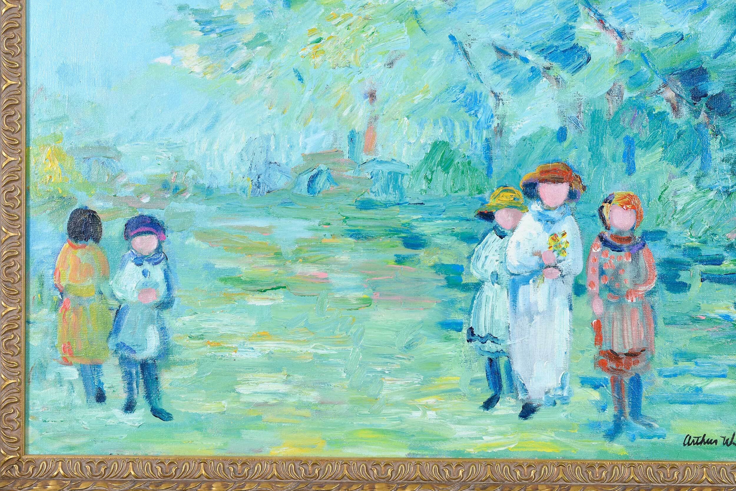 Arthur Weeks | Blue Green Landscape with Figures | MutualArt