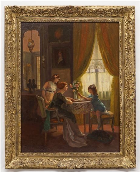 suzanne-hurel-mother-and-daughters-playing-in-the-afternoon-1900