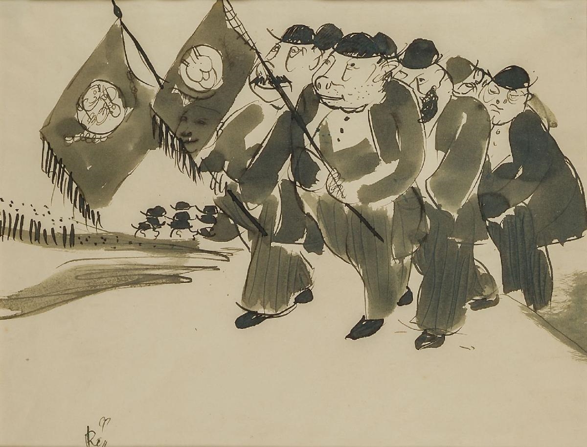 Artwork by Marcel Ronay, March of the gourmets, Made of ink