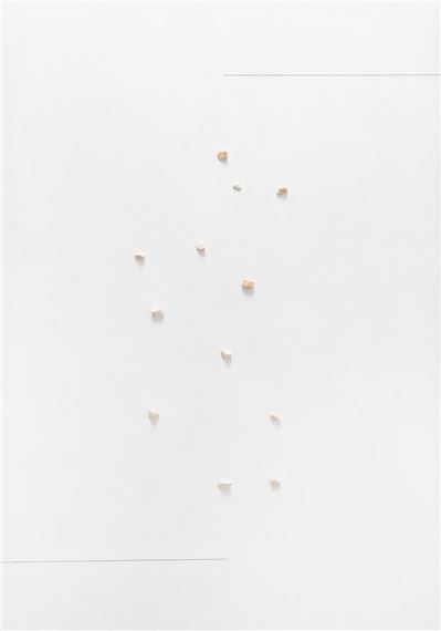 White painting with stones by Koji Kamoji, 2013/2014