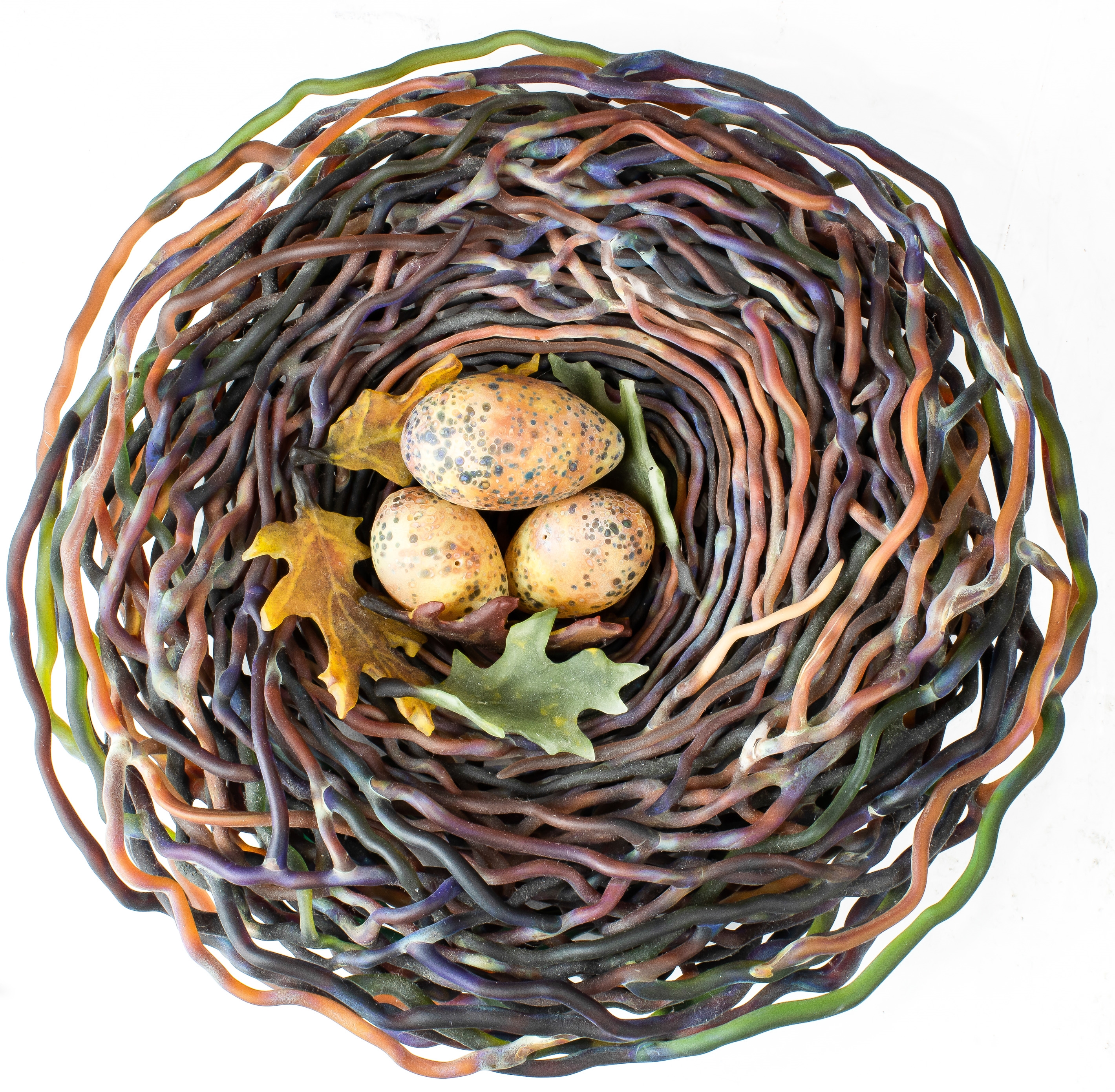 Artwork by Demetra Theofanous, in the form of a birds nest, Made of sculpture