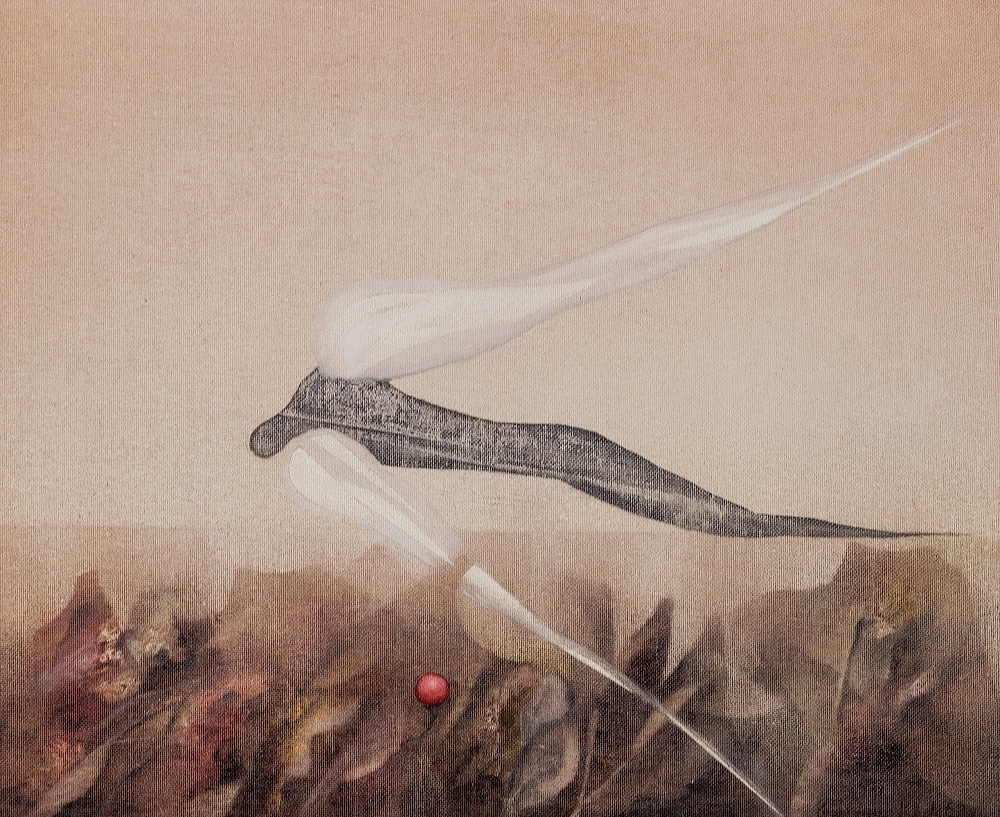 Artwork by Kristian Kodet, LETÍCÍ ANDĚL, Made of oil on canvas mounted on cardboard