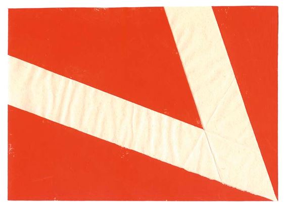 Weißer Keil nach rechts vor Rot by Hermann Glöckner, 1977