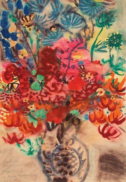 Artwork by Gotthold Gloger, Großes Vasenblumenstück, Made of Watercolor