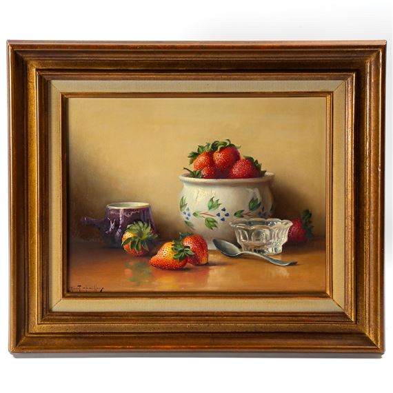 still life - strawberries and pottery by Robert Chailloux