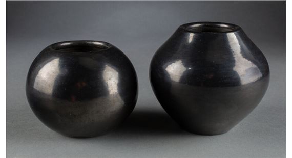 Two San Ildefonso Blackware Jars by Maria Montoya Martinez, circa 1975