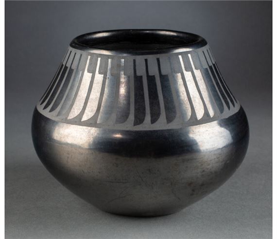 A San Ildefonso Blackware Jar by Maria Montoya Martinez, Popovi Da, circa 1963