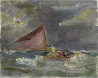 A sailing boat in squally seas - Frederick Bertrand Harnack