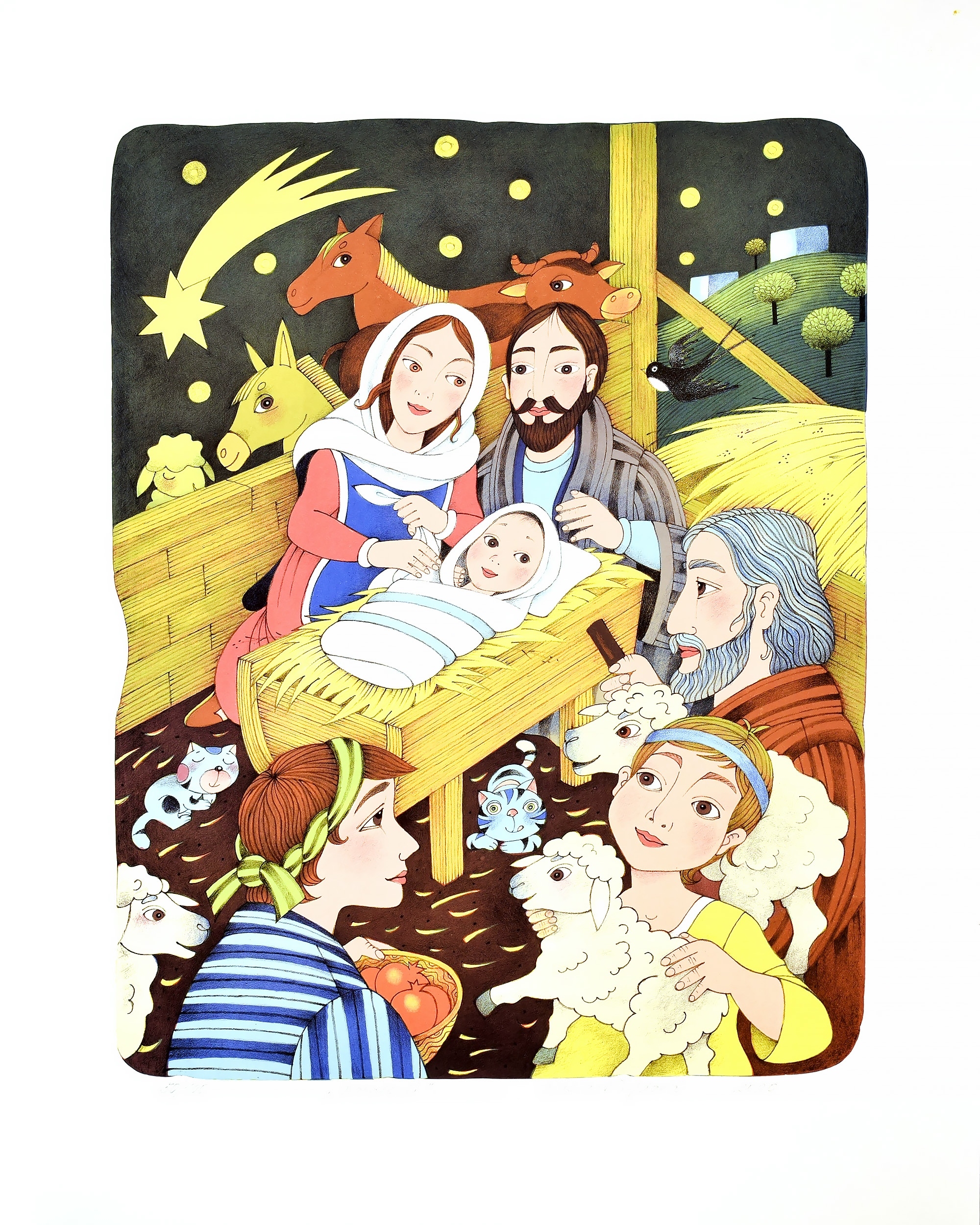 Artwork by Vlasta Svejdova, Narození, Made of lithograph