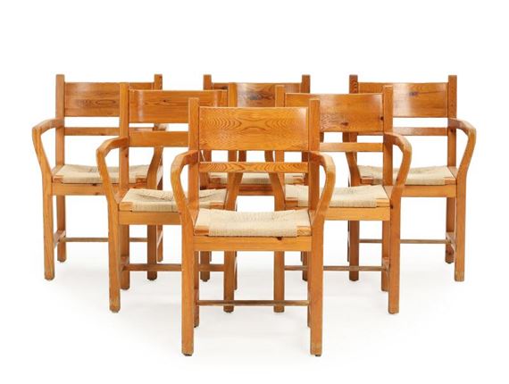 A set of six solid pine armchairs by Tage Poulsen