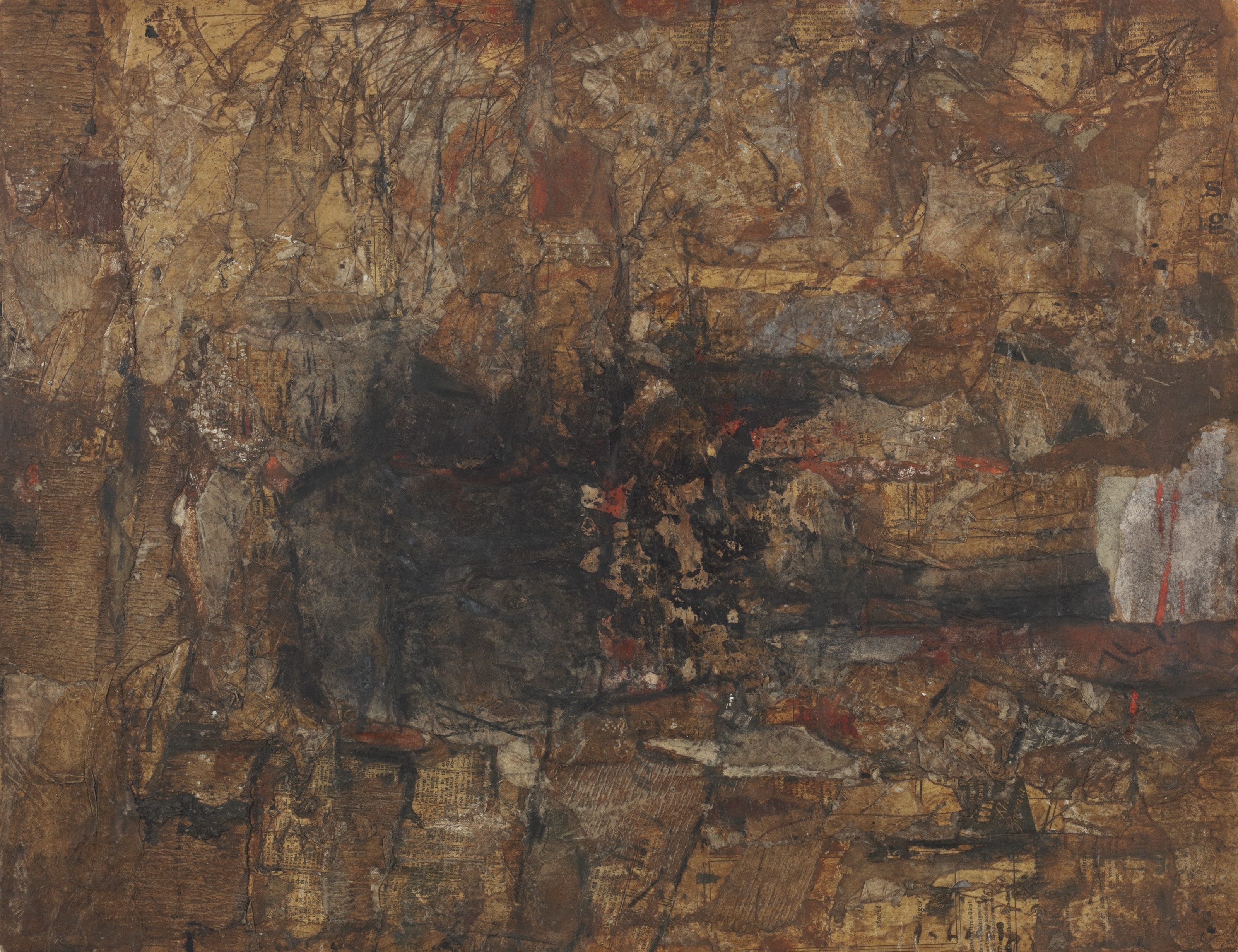 Artwork by Karl Fred Dahmen, Untitled, Made of oil, goauche and printed paper collage on card