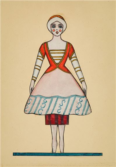 Designs for The Ballerina and The Moor in Petrushka (two works) by Michael Sevier, Executed circa 1919