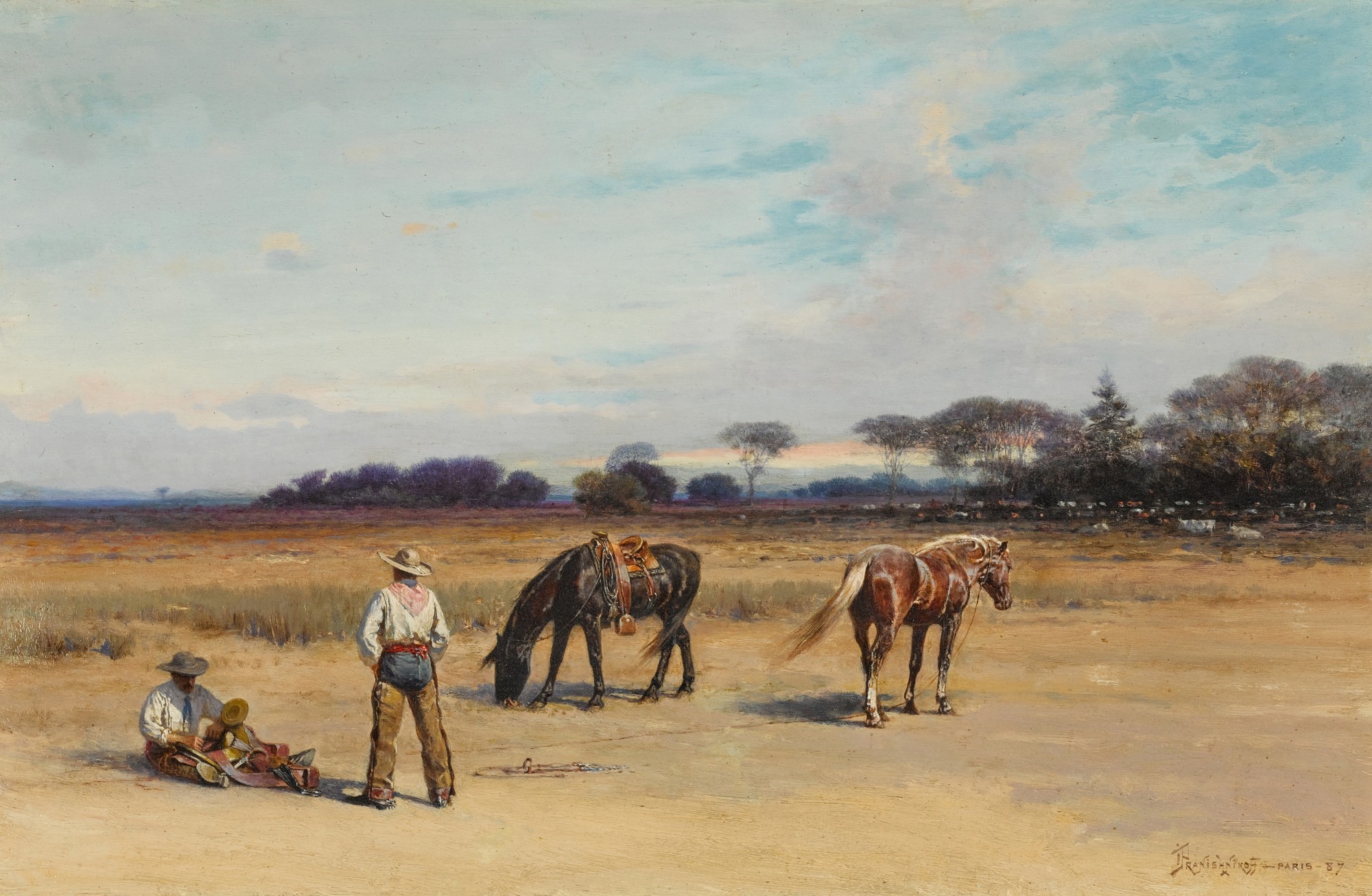 Artwork by Ivan Pranishnikoff, Cowboys, Made of oil on panel