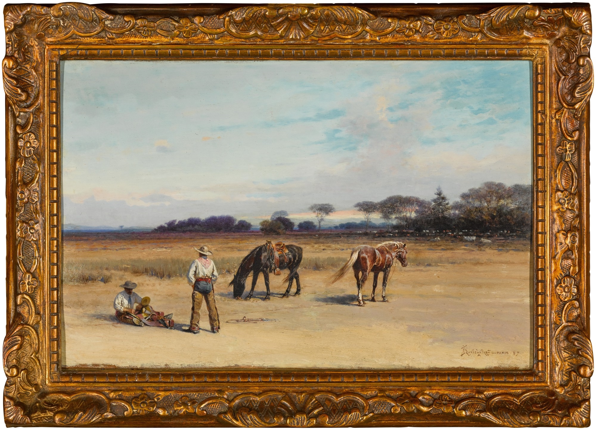 Artwork by Ivan Pranishnikoff, Cowboys, Made of oil on panel
