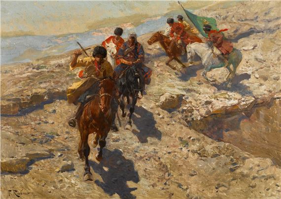 Horsemen in the Mountains by Frants Alekseevich Rubo