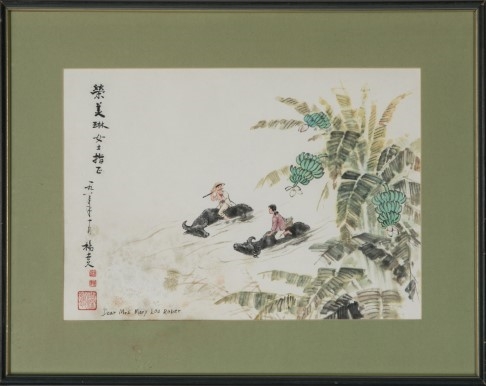 Artwork by Yang Shijiu, CHINESE WATERSIDE LANDSCAPE PAINITING, Made of Ink and colour on paper