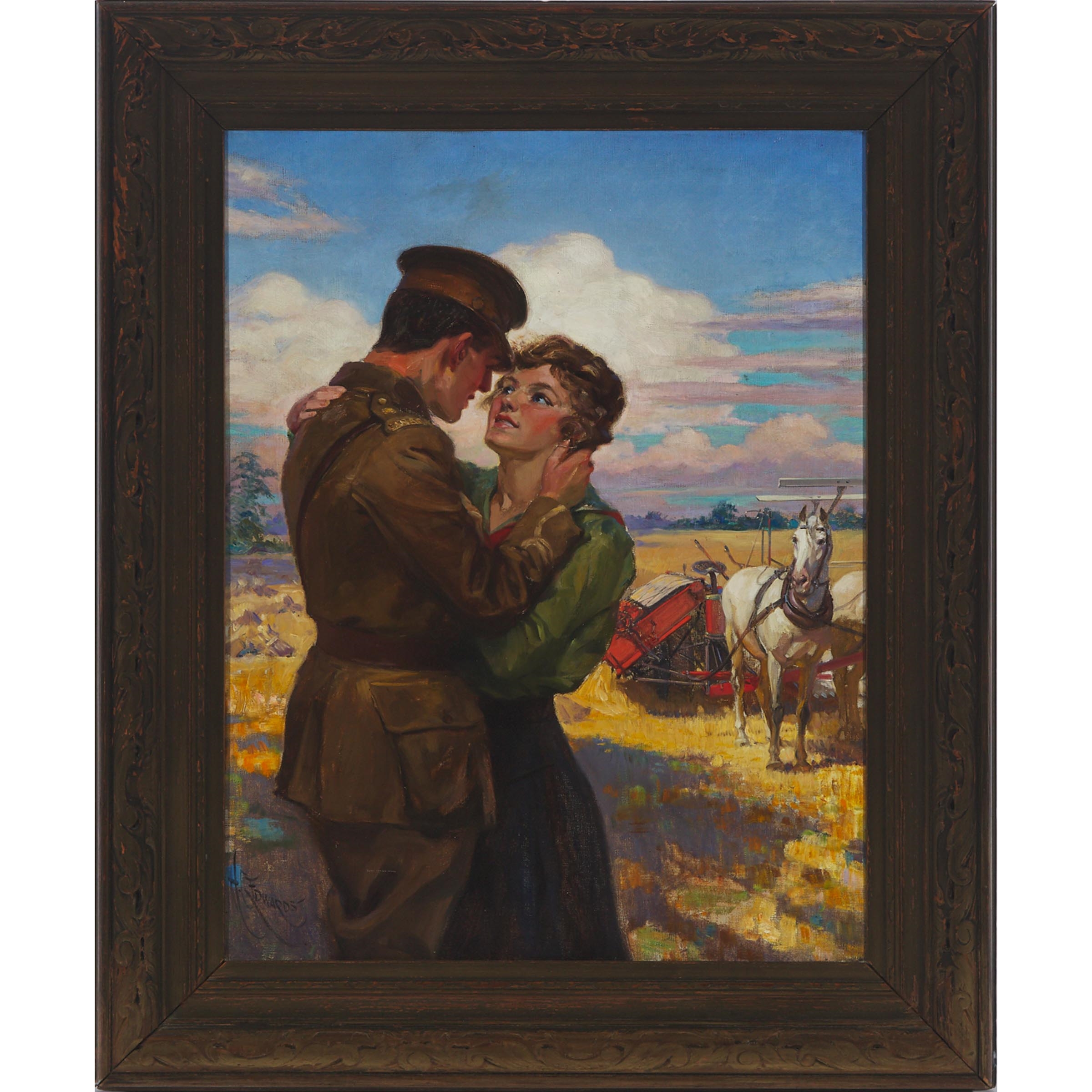 Artwork by Harry C. Edwards, CANADIAN SOLDIER RETURNING HOME, CA. 1917, Made of Oil on canvas