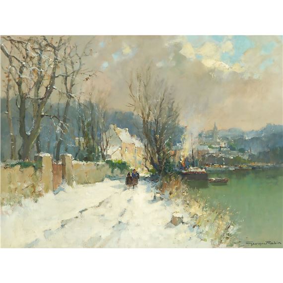 LA SEINE À BOUGIVAL - LE SOIR by Georges Charles Robin
