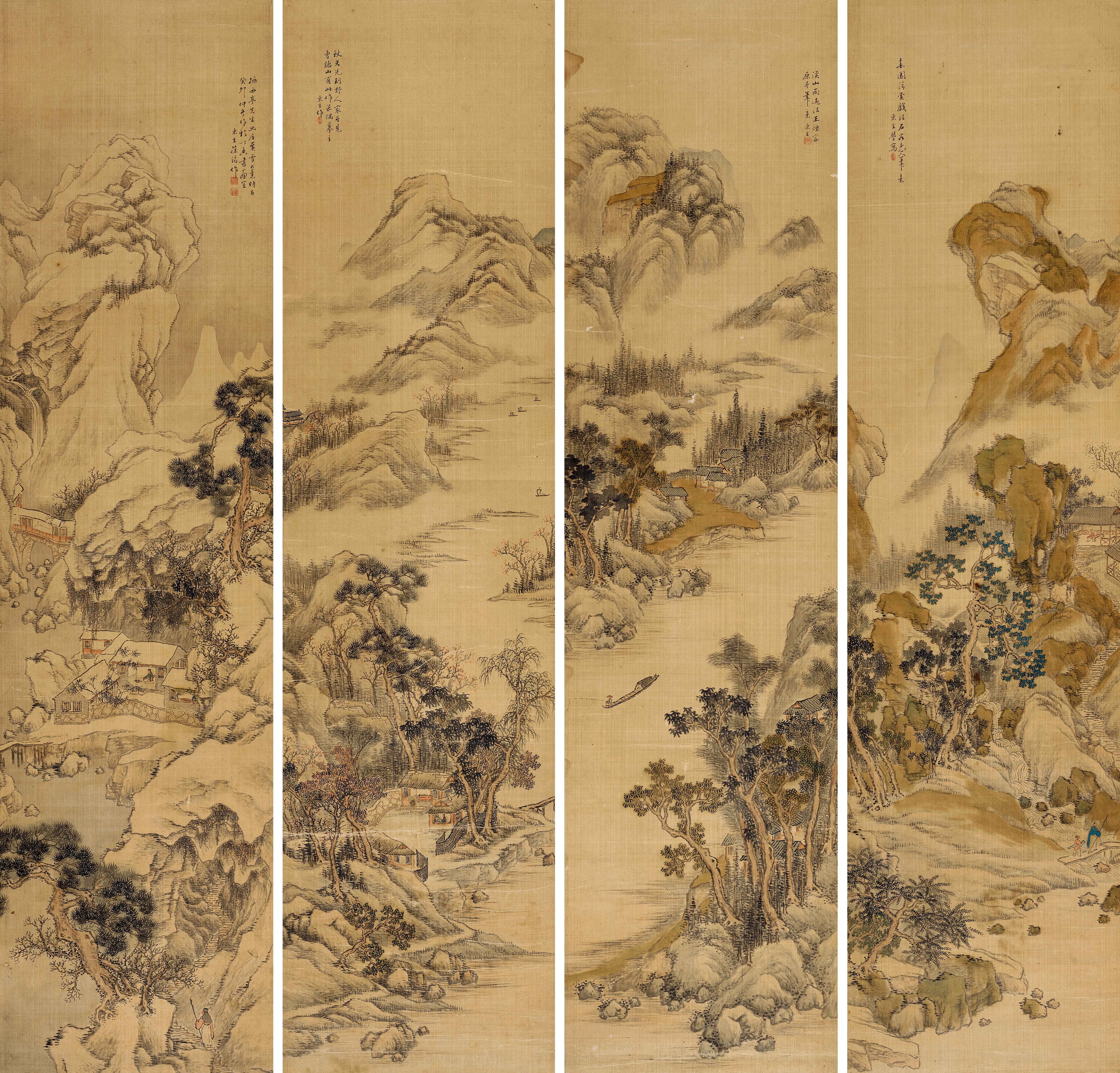 Artwork by Bao Ji, Landscapes, Made of Hanging scroll Ink and color on silk