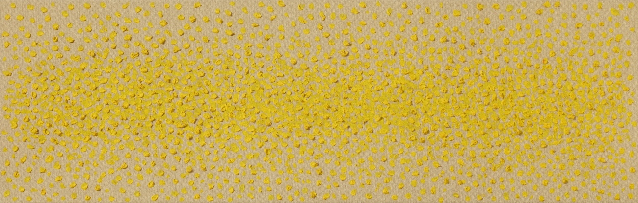 Artwork by Kuno Gonschior, Horizont Gelb Berlin Nov.1989, Made of Oil and wax on canvas on wood